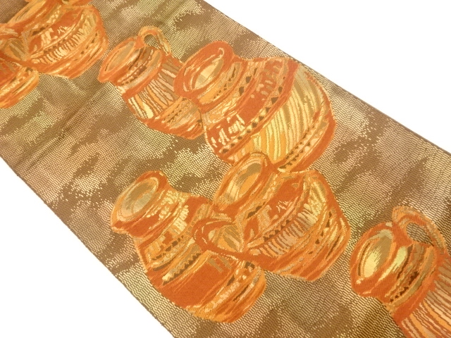 JAPANESE KIMONO / VINTAGE NAGOYA OBI / CHIKUZEN HAKATA / WOVEN JAR